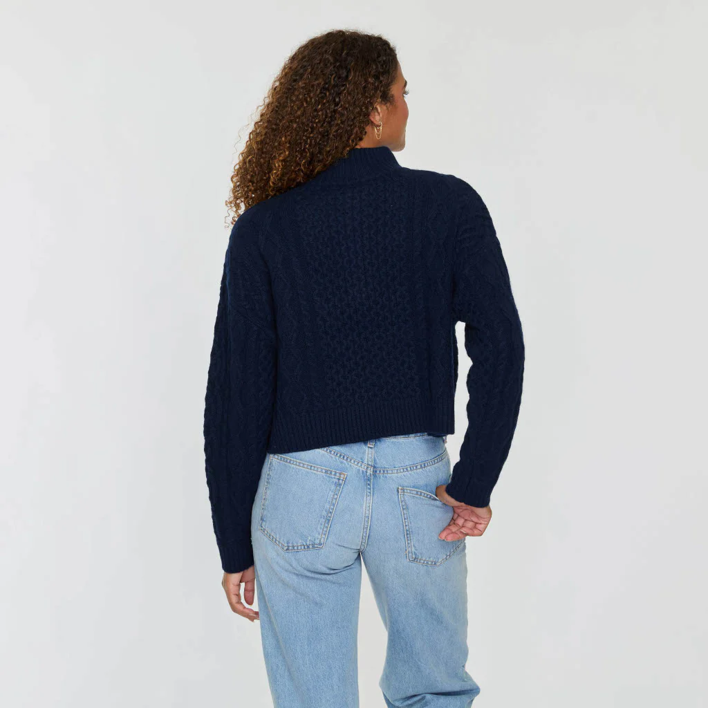 CROPPED CABLE QUARTER ZIP MOCK - Image 4