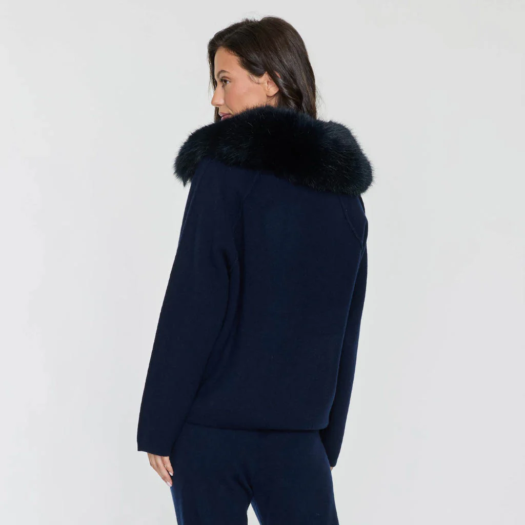 FAUX FUR COLLAR ZIP JACKET - Image 4