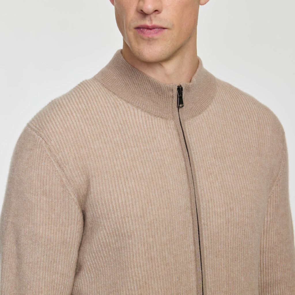 MEN'S PLATED RIB ZIP CARDIGAN - Image 2