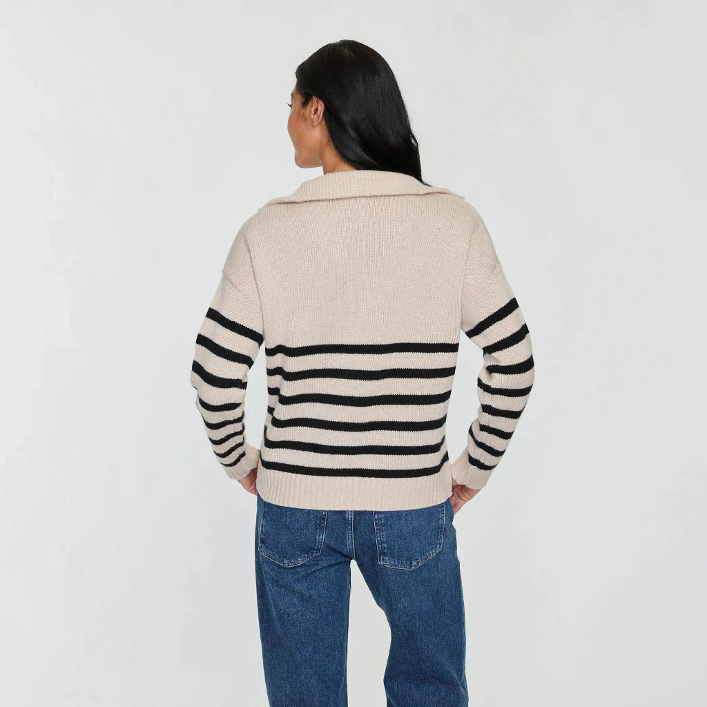 STRIPED QUARTER ZIP MOCK - Image 2