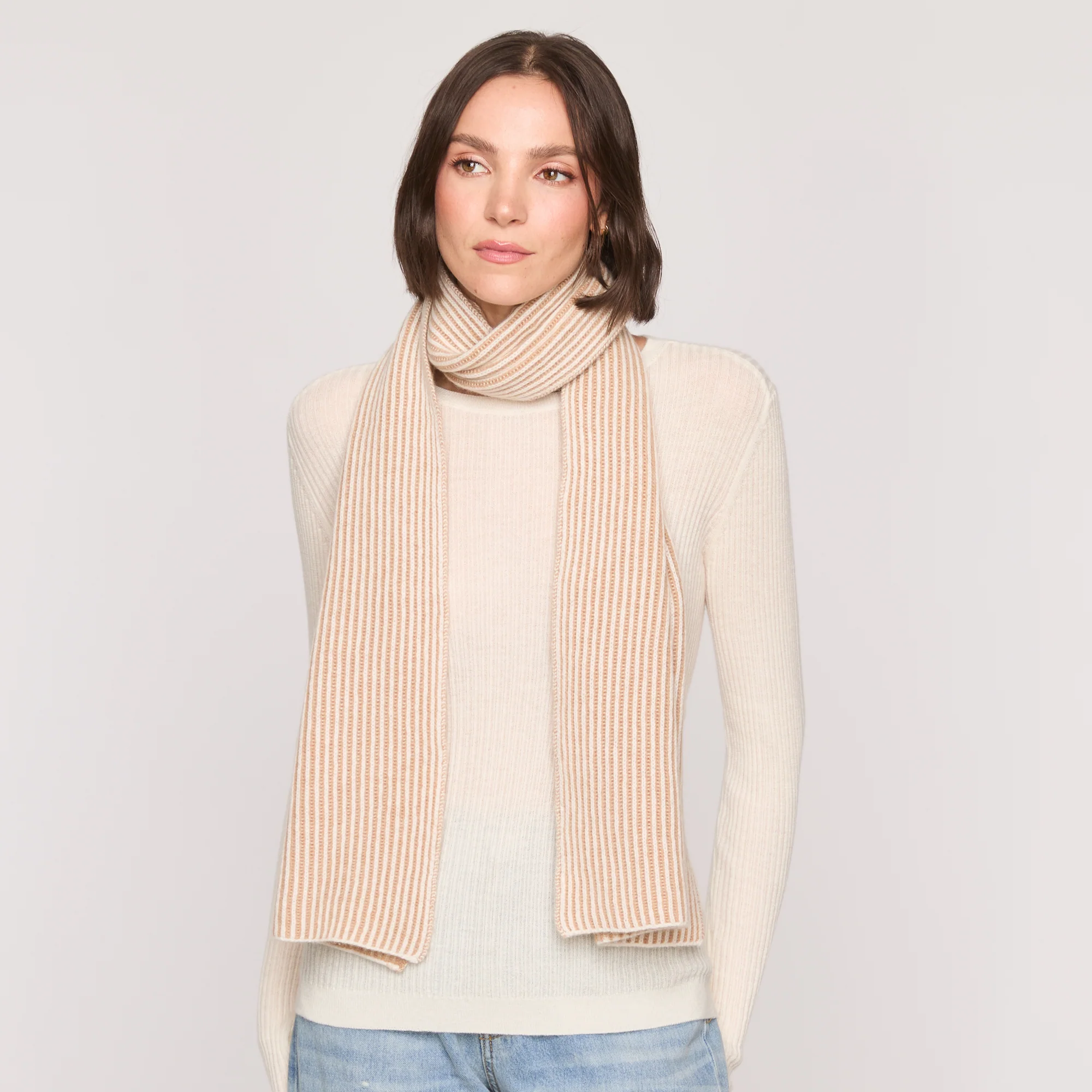 TWO TONE RIBBED SCARF - Image 4