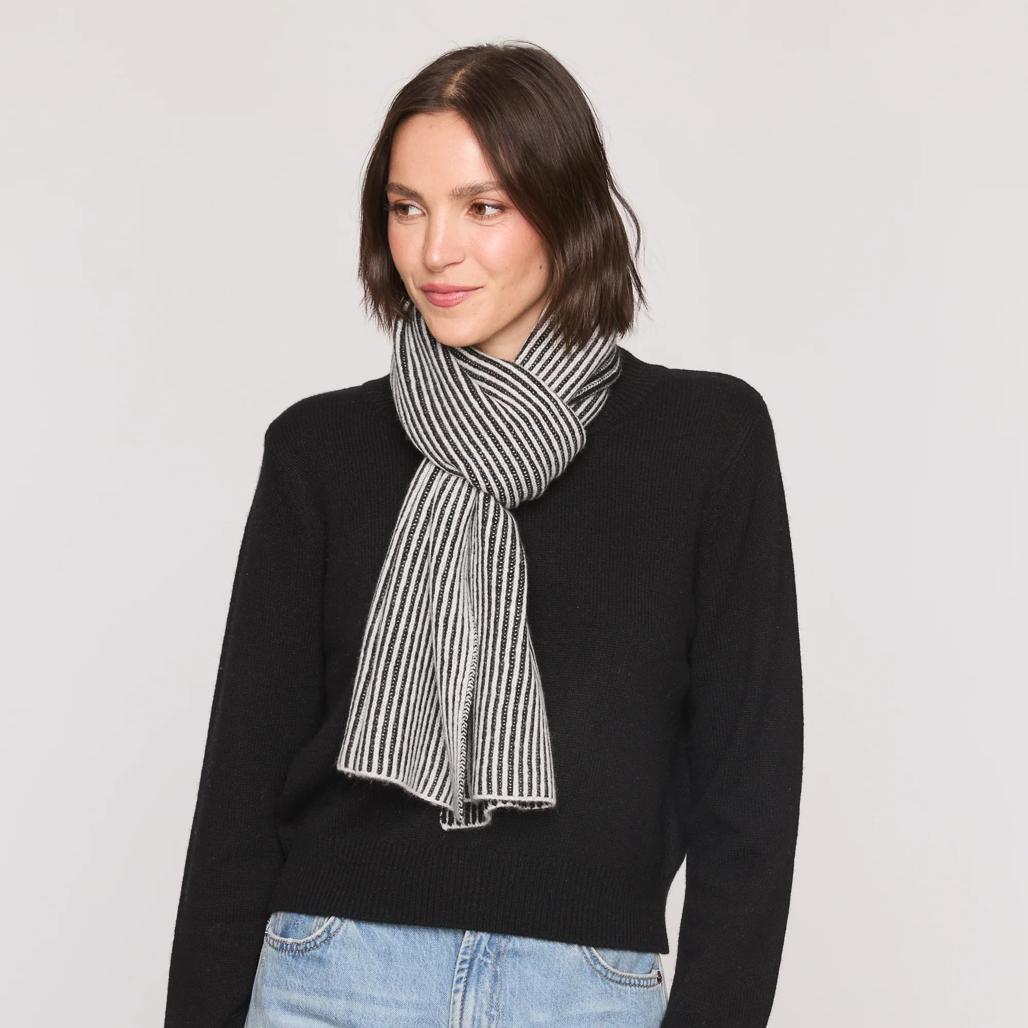 TWO TONE RIBBED SCARF - Image 5